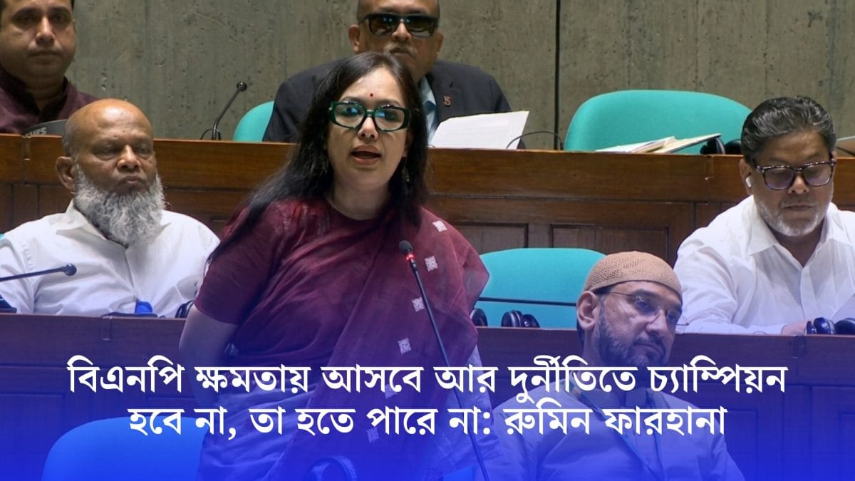 সংসদে বক্তব্য দিচ্ছেন রুমিন ফারহানা